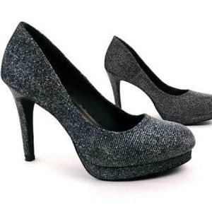 Sequined black heels